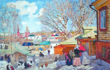 風景 Painting - 春の晴れた日 1910 年 コンスタンティン ユオンの街並み 都市の風景